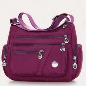 Purple Multi Pocket Nylon Crossbody, NWT